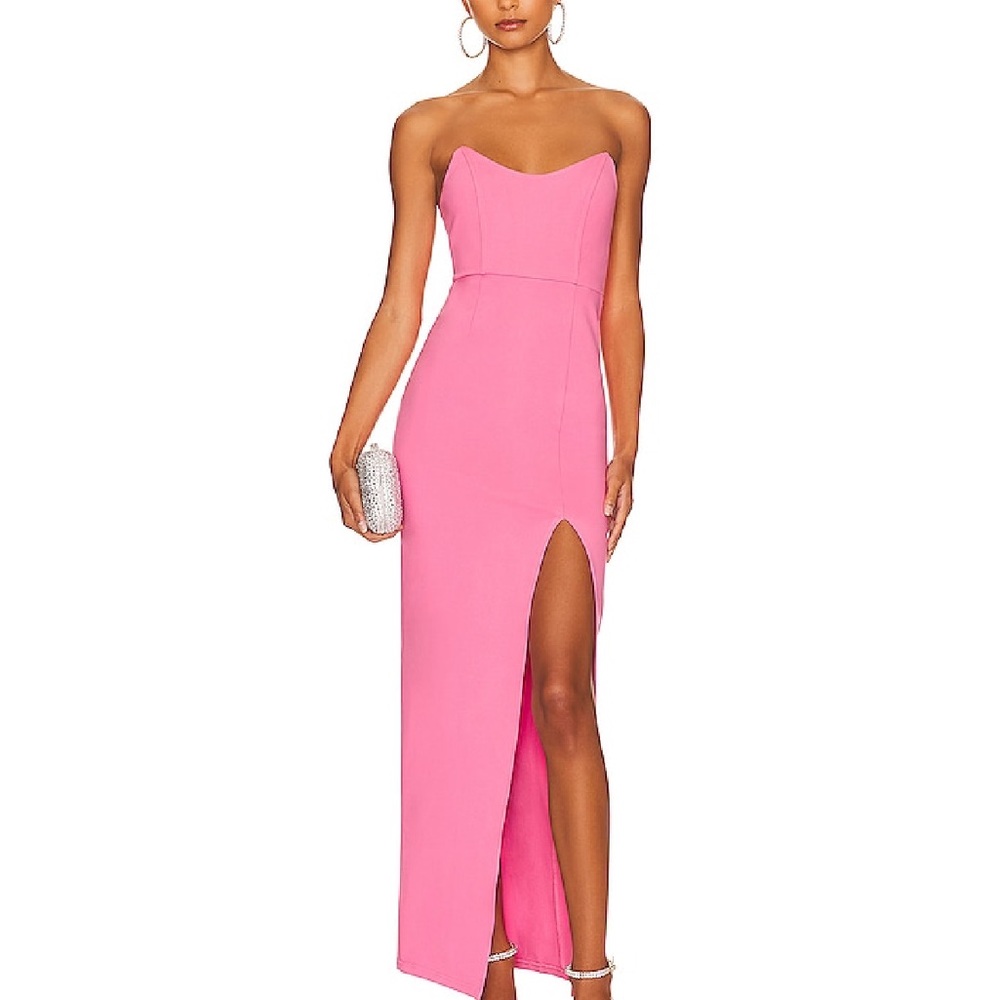Superdown Strapless Pink Maxi Dress
